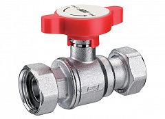 Кран шаровой FAR 1 х1 ,хром.,с 2 накид.гайками.,синяя ручка