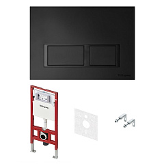 Комплект TECE TECEspring, панель смыва с прямоугольными кнопками, черный матовый