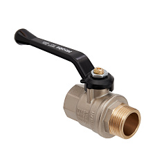 Кран шаровой HOOBS ORION НР/ВР 1/2 с алюминиевой ручкой-рычагом чёрного цвета