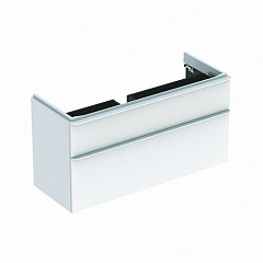 Шкаф под раковину Geberit Smyle Square с двумя выдвижными ящиками, для раковины 120 см, высота 61.7 см, белый глянец 500.355.00.1