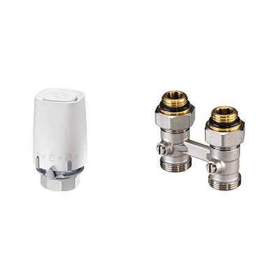 Комплект для радиаторов Ридан LV-KB/TR 9001 Ultra G 3/4 A; G 1/2 A прямой, М30 х 1,5, 50 мм, PN10, с переходниками (013G4996R)