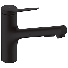 Смеситель для кухни Hansgrohe Zesis M33 с вытяжным душем, матовый черный