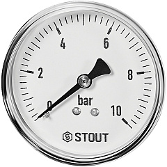 Манометр Stout аксиальный, Dn 63 мм 1/4 , 0...10 бар, кл.2.5