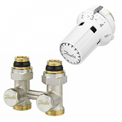 Комплект для радиаторов Danfoss с нижним подключением RLV-KS/RTRW-K - G 3/4 A x G 1/2 A, прямой с переходниками