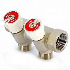 Коллектор UNI-FITT никелированный 402N с вентилями 3/4x3/4 EK с 2 отводами