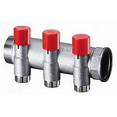 Запорный коллектор FAR 1 1/4 с 3 отводами 3/4 EUROKONUS