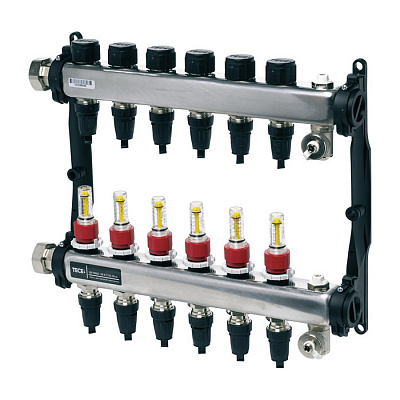Коллектор TECE TECEfloor для поверхностного отопления 1 x 16 push-fit, 10 контуров