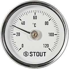 Термометр Stout биметаллический накладной с пружиной, Dn 63 мм, 0...120С, 1 -2