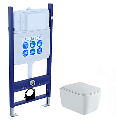 Комплект Акватек SET ЛИБРА N-14 cm подвесной унитаз, инсталляция, сиденье микролифт