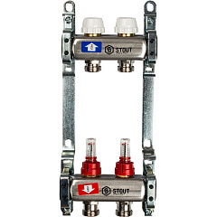 Коллектор Stout из нержавеющей стали с расходомерами 1/3/4x2, SMS 0917 000002