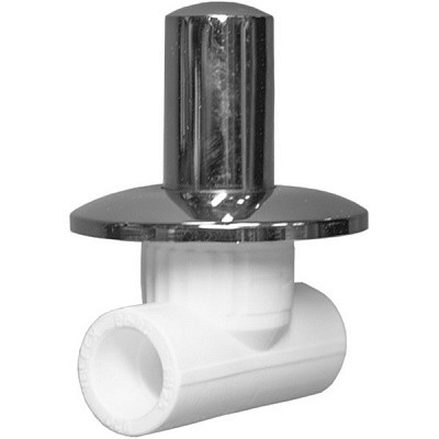 Вентиль из полипропилена Valfex с хромированной ручкой под штукатурку 25 БЕЛЫЙ, арт. 11154025