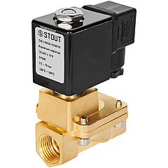 Клапан соленоидный (электромагнитный) Stout непрямого (пилотного) действия, НЗ, 24В, G1/2, EPDM