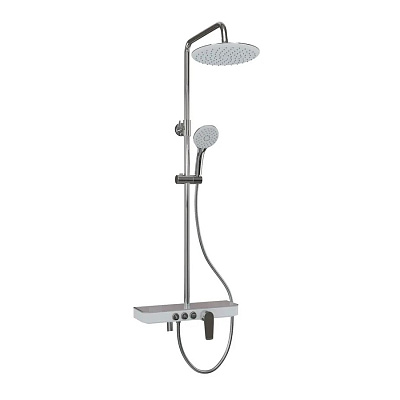 Душевая система IDDIS со смесителем и верхним душем, хром, Shelfy