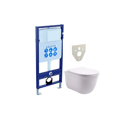 Комплект Акватек КЛАССИК рама Standard INS-0000012 без клавиши и крепежа, унитаз КЛАССИК AQ1111-00 с тонким сиденьем soft-close