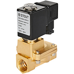 Клапан соленоидный (электромагнитный) Stout непрямого (пилотного) действия, НЗ, 220В, G1/2, EPDM