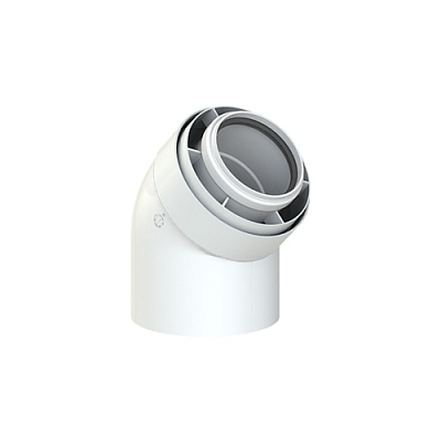 Отвод коаксиальный Cox Geelen 45 D=80/125 мм, CoxDENS PP/Alu + CONNEXT X7