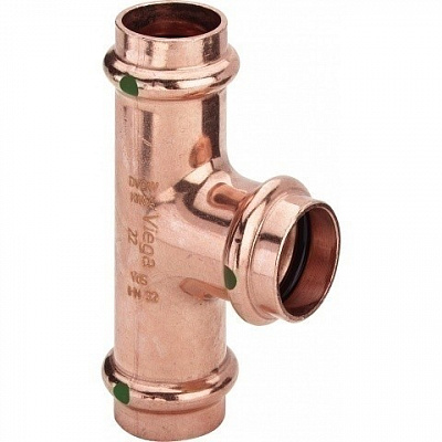 Тройник медный Viega Profipress с SC-Contur d=22, 22x12x22 (арт. 324 834)