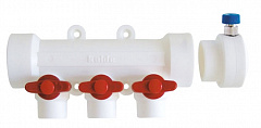 Коллектор со встроенными кранами Kalde полипропиленовый, 40 x 20 x 2 вы x . (красный) с возду x оотводчиком