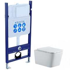 Комплект Акватек SET ЛИБРА N-14 подвесной унитаз, инсталляция, сиденье микролифт