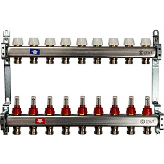 Коллектор Stout из нержавеющей стали с расходомерами 1/3/4x9, SMS 0917 000009