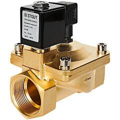 Клапан соленоидный (электромагнитный) Stout непрямого (пилотного) действия, НЗ, 24В, G1 1/2, EPDM