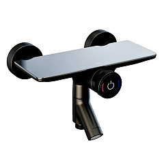 Смеситель для ванны/душа IDDIS с управлением Push Control, Shelfy, черный матовый