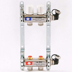 Коллекторная группа UNI-FITT из нерж. стали 451I с регулировочными и термостатическими вентилями 1x3/4 с 2 отводами