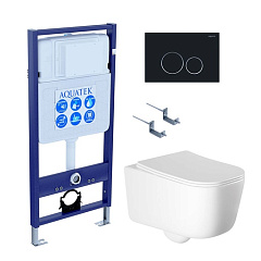 Комплект Акватек ЛУГАНО-020 4в1 рама Standard INS-0000012, кркпеж KKI-0000002, клавиша KDI-0000020, унитаз ЛУГАНО AQ2002-00 с тонким сиденьем soft-close