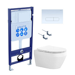 Комплект Акватек ЛЕЯ-013 4в1 рама Standard INS-0000012, крепеж KKI-0000002, клавиша KDI-0000013, унитаз ЛЕЯ AQ1199-00 с тонким сиденьем soft-close