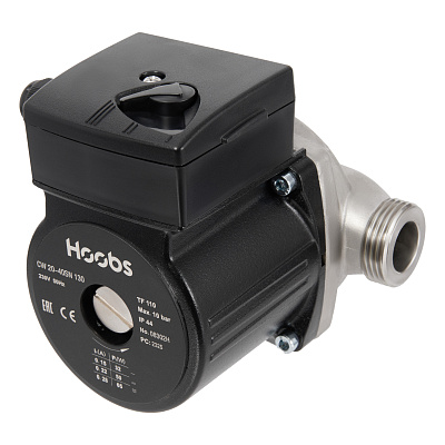 Циркуляционный насос HOOBS CW 20-40SN 130мм 65Вт 1x230В 50Гц (корпус нерж.сталь) (с гайками)
