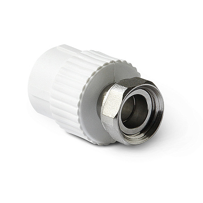 Муфта полипропиленовая PRO AQUA PP-R с накидной гайкой белая (20-1/2), арт.PA29008