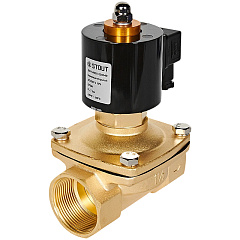 Клапан соленоидный (электромагнитный) Stout прямого действия, НО, 220В, G1 1/2, EPDM