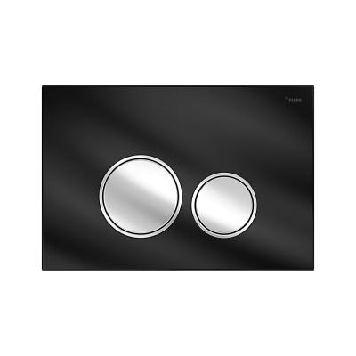 Панель смыва РЕХАУ NOVA ORB GLASS круглые клавиши, закаленное стекло, черный, клавиши и их контур хром, глянец (19102911001)