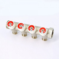 Коллектор UNI-FITT 404N НВ 1 4 х 1/2 Н 40 мм никелированный с вентилями