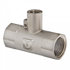 Тройник VALTEC для подключения датчика температуры 3/4 х M10 х 3/4 внутренняя, никелированная латунь