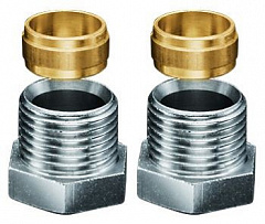 Набор со стяжным кольцом Oventrop G 1/2 НРx15 мм, латунь, для внутренней резьбы, винт никелированный, 2 набора в комплекте, 1016853