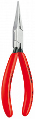 Плоскогубцы KNIPEX для регулировки реле, прямые узкие плоские губки без насечки 34 мм, 135 мм, чёрные, 1К ручки