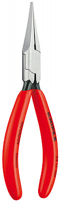 Плоскогубцы KNIPEX для регулировки реле, прямые узкие плоские губки без насечки 34 мм, 135 мм, чёрные, 1К ручки