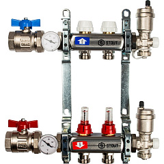 Коллектор Stout из нержавеющей стали в сборе с расходомерами 1/3/4x2, SMS 0907 000002