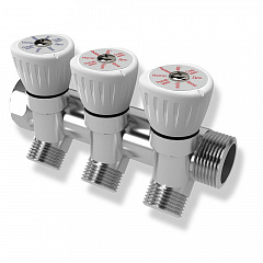 Коллектор Royal Thermo с регулировочными вентилями 3/4x1/2 с 3 контурами