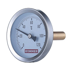 Термометр Rommer биметаллический с погружной гильзой (75 мм), 100 мм, 0...120, 1/2