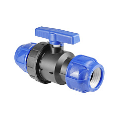 Кран шаровой Valfex ПНД компрессионный цанга - цанга разборный 50х50