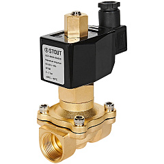 Клапан соленоидный (электромагнитный) Stout прямого действия, НО, 24В, G3/4, EPDM