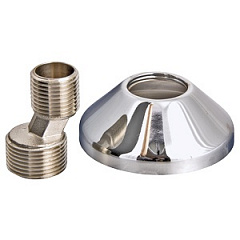 Эксцентрик VALTEC с декоративной чашкой 3/4 х 1/2 наружная резьба, никелированная латунь