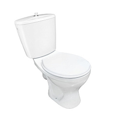 Унитаз-компакт Лобненский стройфарфор Оптима эконом, косой выпуск, боковая подводка, 1 реж шток, сидение