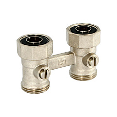 Узел нижнего подключения радиатора UNI-FITT прямой НВ 3/4 х 3/4 ЕК радиаторный со встроенными вентилями