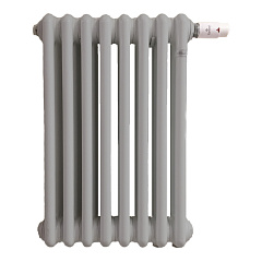Стальной трубчатый радиатор отопления IRSAP TESI 2 двухтрубный 565мм, 8 секций, цвет - Серый Манхэттен, подкл. 25 (нижнее 1/2 вентиль сверху)