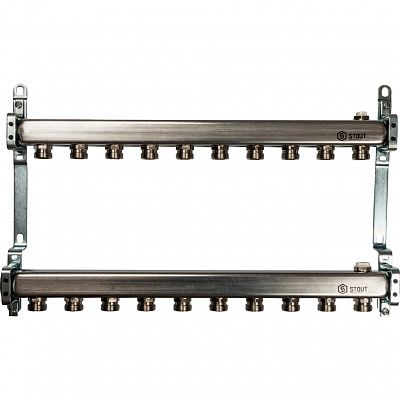 Коллектор Stout из нержавеющей стали для радиаторной разводки 1/3/4x10, SMS 0923 000010
