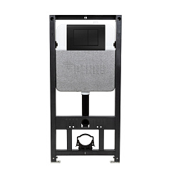 Комплект инсталляции РЕХАУ NOVAFLOW с панелью смыва NOVA QUAD 001 прямоугольные клавиши, пластик, черный, матовый (19101041001)