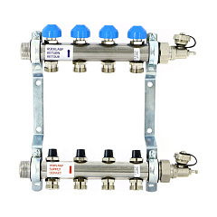 Коллекторная группа UNI-FITT Н 1 х 2 вых 3/4 с балансировочными и термостатическими вентилями, нерж. сталь